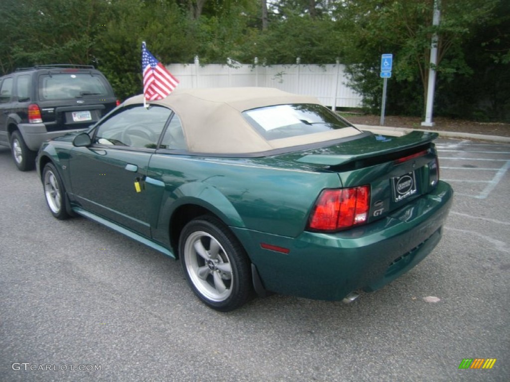 2001 Mustang GT Convertible - Electric Green Metallic / Medium Parchment photo #2