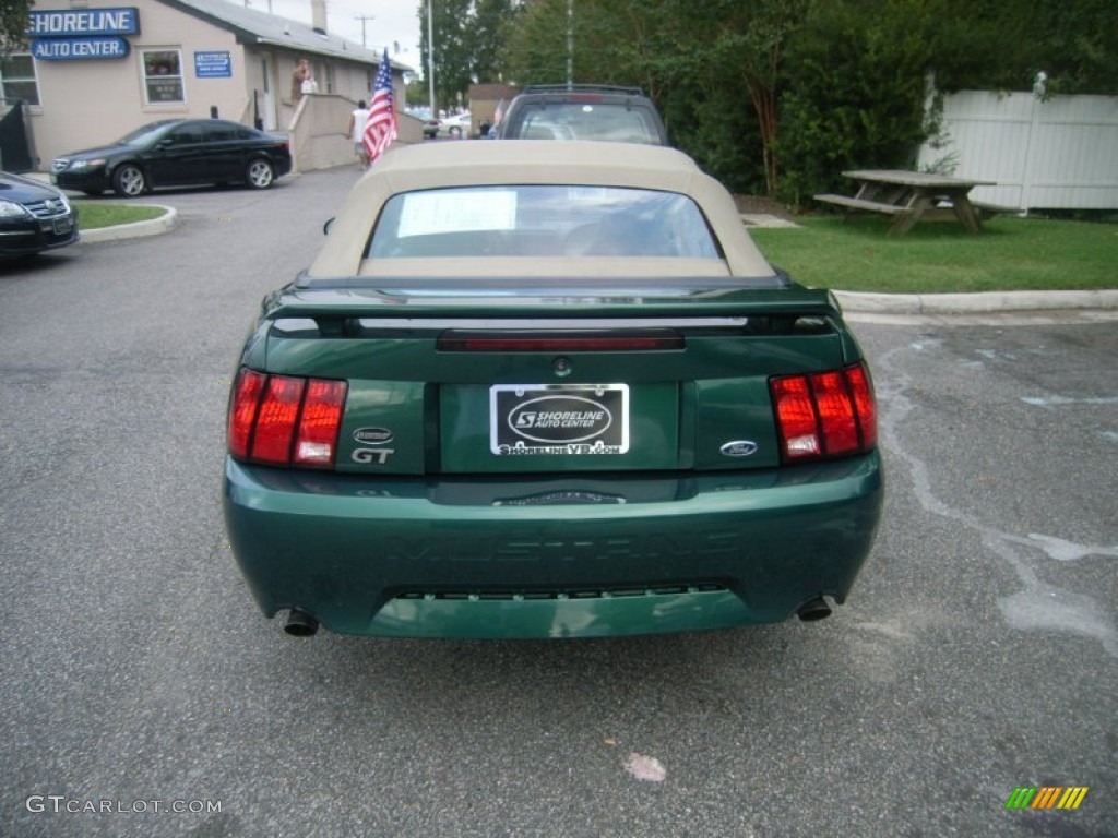 2001 Mustang GT Convertible - Electric Green Metallic / Medium Parchment photo #3