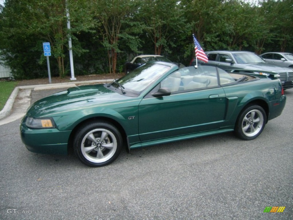 2001 Mustang GT Convertible - Electric Green Metallic / Medium Parchment photo #13