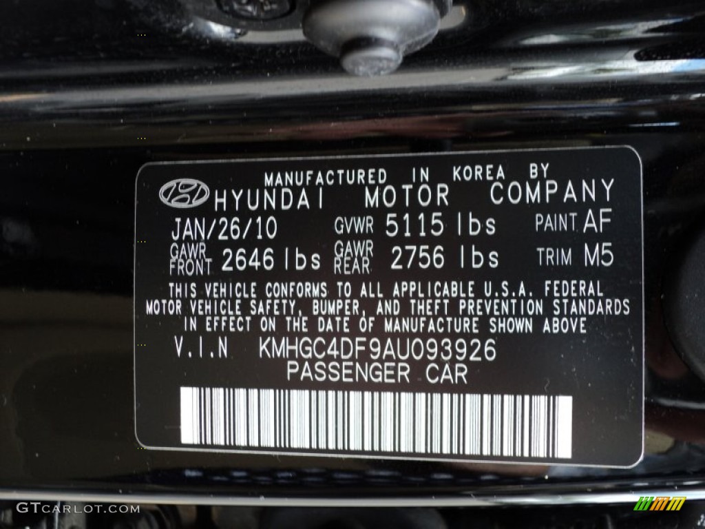 2010 Genesis Color Code AF for Black Noir Pearl Photo #54147645