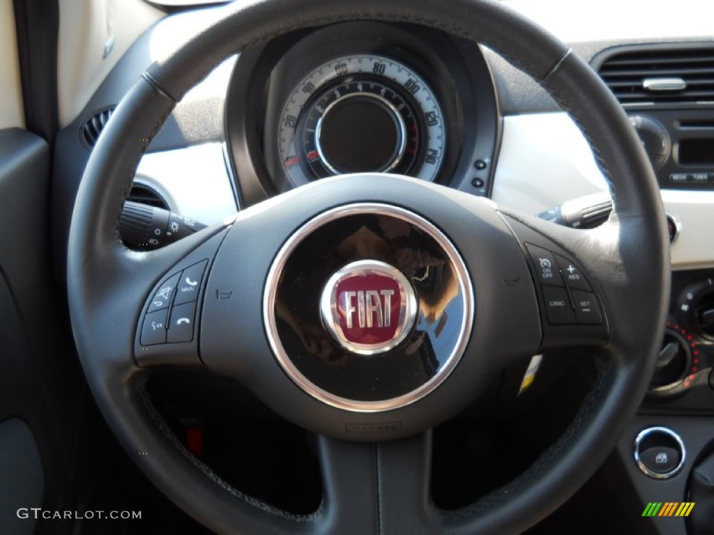 2012 Fiat 500 Pop Tessuto Grigio/Nero (Grey/Black) Steering Wheel Photo #54150085