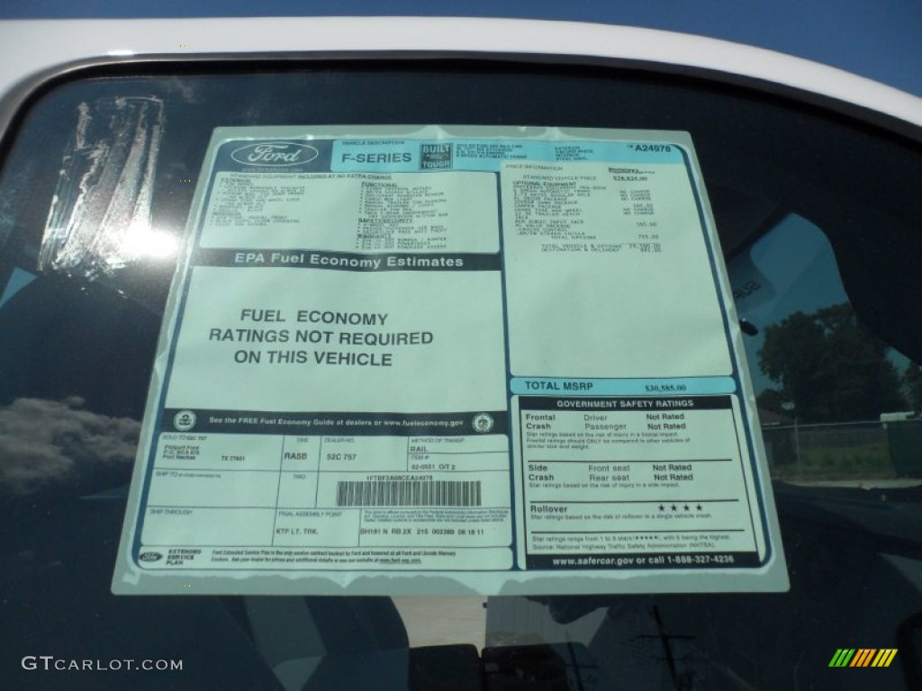 2012 Ford F250 Super Duty XL Regular Cab Window Sticker Photo #54150138