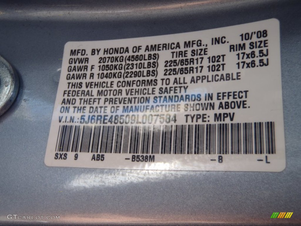 2009 CR-V EX 4WD - Glacier Blue Metallic / Gray photo #17