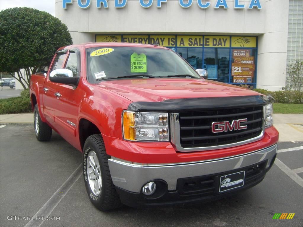 2008 Sierra 1500 SLT Crew Cab 4x4 - Fire Red / Light Titanium photo #9