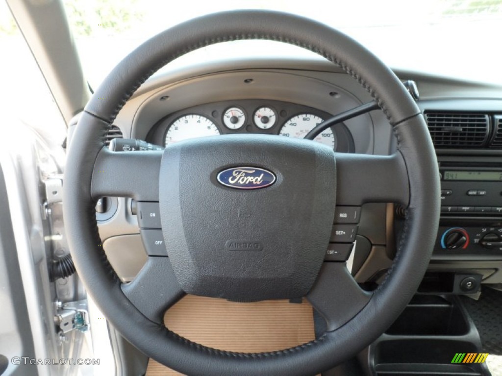 2011 Ford Ranger Sport SuperCab Medium Dark Flint Steering Wheel Photo #54153594