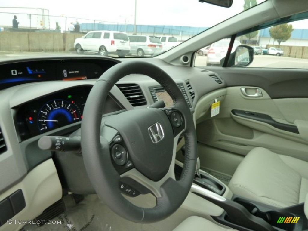 2012 Honda Civic EX-L Sedan Stone Steering Wheel Photo #54157059