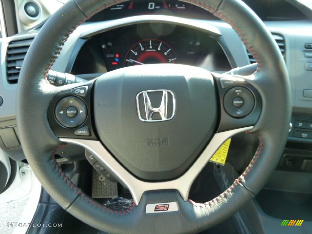 2012 Honda Civic Si Sedan Black Steering Wheel Photo #54157746