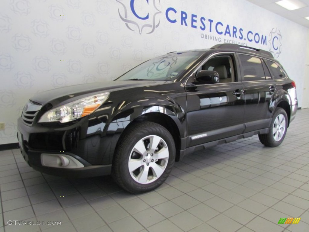 2011 Outback 2.5i Premium Wagon - Crystal Black Silica / Warm Ivory photo #7
