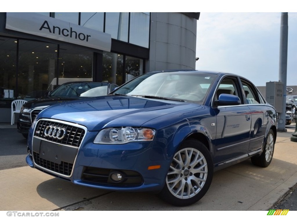2008 A4 2.0T quattro S-Line Sedan - Ocean Blue Pearl Effect / Light Gray photo #1