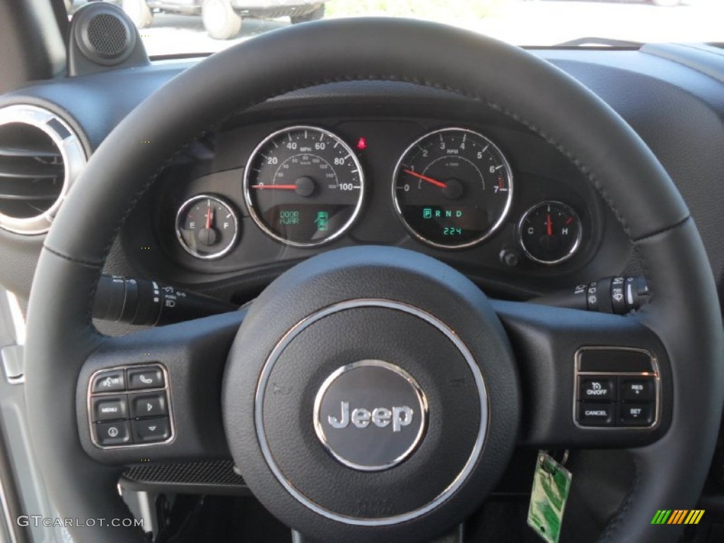 2012 Jeep Wrangler Unlimited Sahara 4x4 Black Steering Wheel Photo #54164157