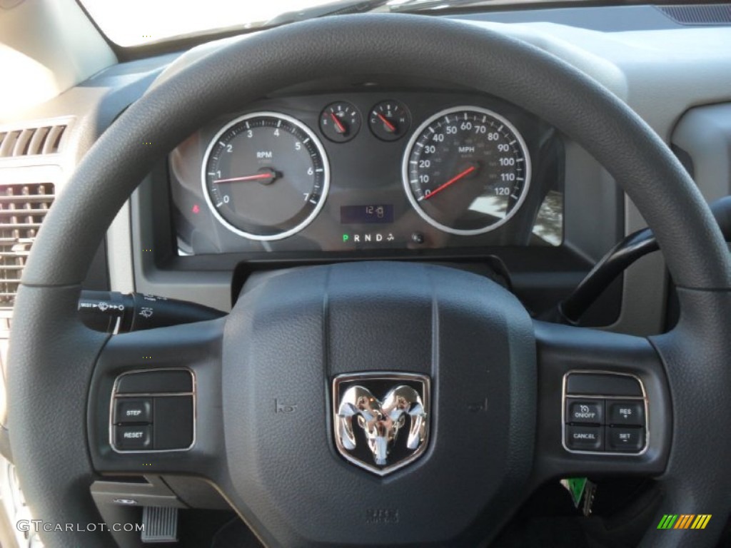 2012 Dodge Ram 1500 ST Quad Cab 4x4 Dark Slate Gray/Medium Graystone Steering Wheel Photo #54165261