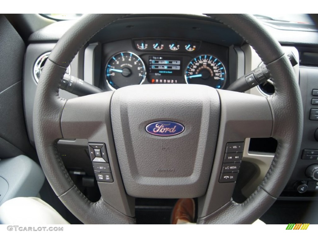 2011 Ford F150 XLT SuperCab Steel Gray Steering Wheel Photo #54165687