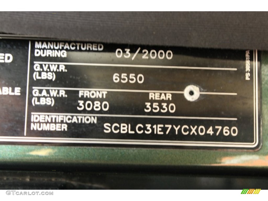 2000 Bentley Arnage Red Label Info Tag Photos