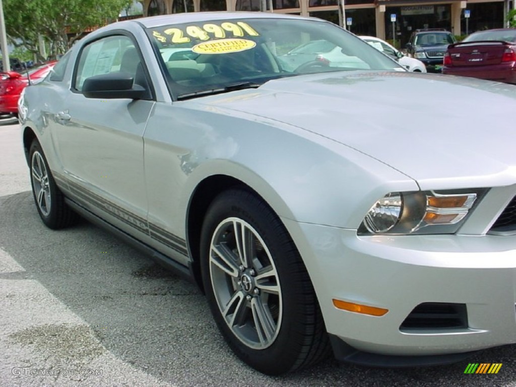 2010 Mustang V6 Premium Coupe - Brilliant Silver Metallic / Stone photo #2