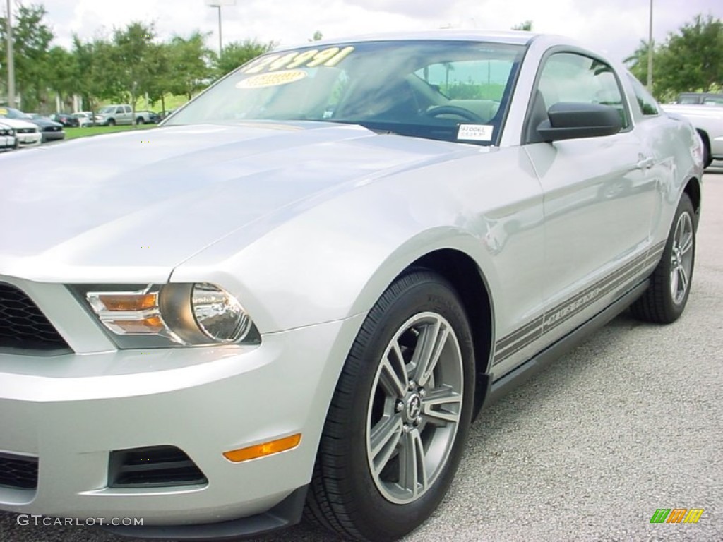 2010 Mustang V6 Premium Coupe - Brilliant Silver Metallic / Stone photo #12