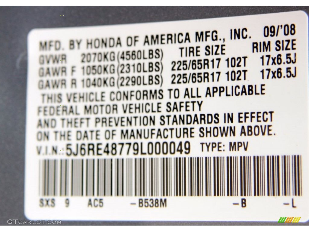 2009 CR-V EX-L 4WD - Glacier Blue Metallic / Gray photo #26