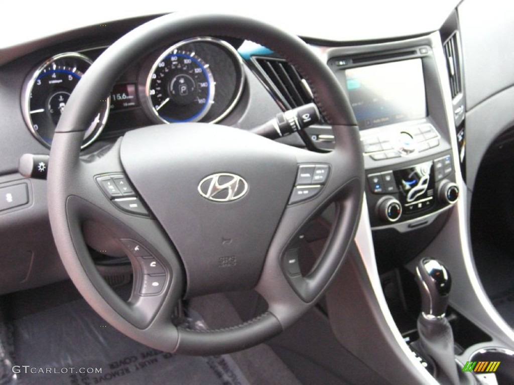 2012 Hyundai Sonata Limited Black Steering Wheel Photo #54178624