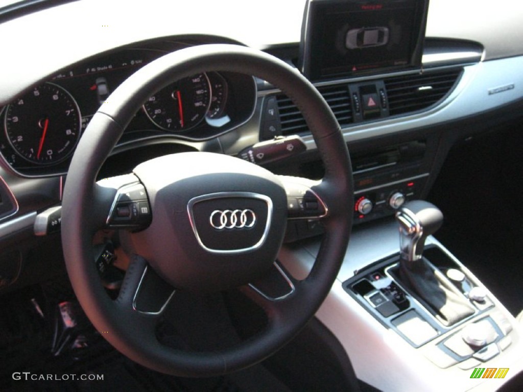 2012 Audi A6 3.0T quattro Sedan Black Steering Wheel Photo #54178747