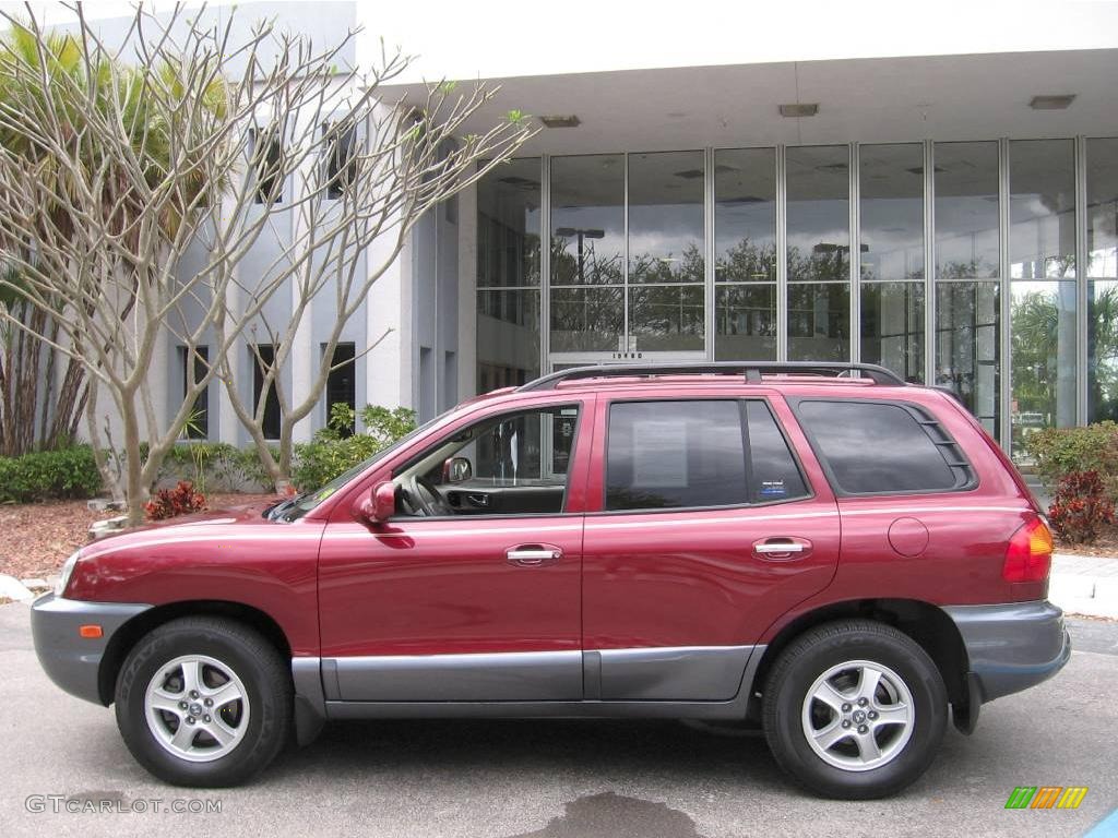 2004 Santa Fe LX - Merlot Red / Beige photo #5