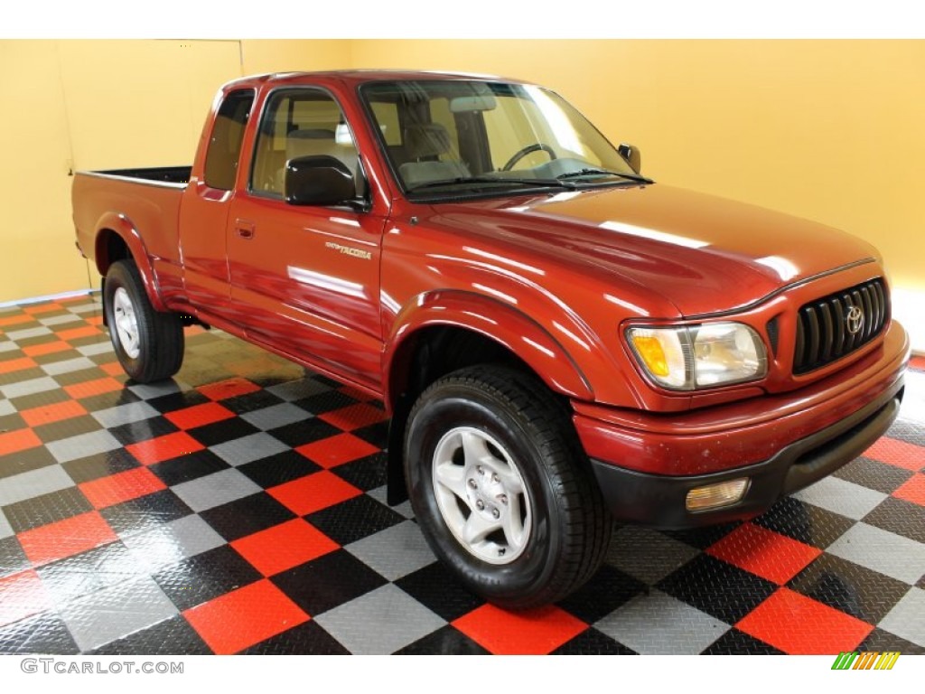 2002 Tacoma Xtracab 4x4 - Impulse Red Pearl / Oak photo #1