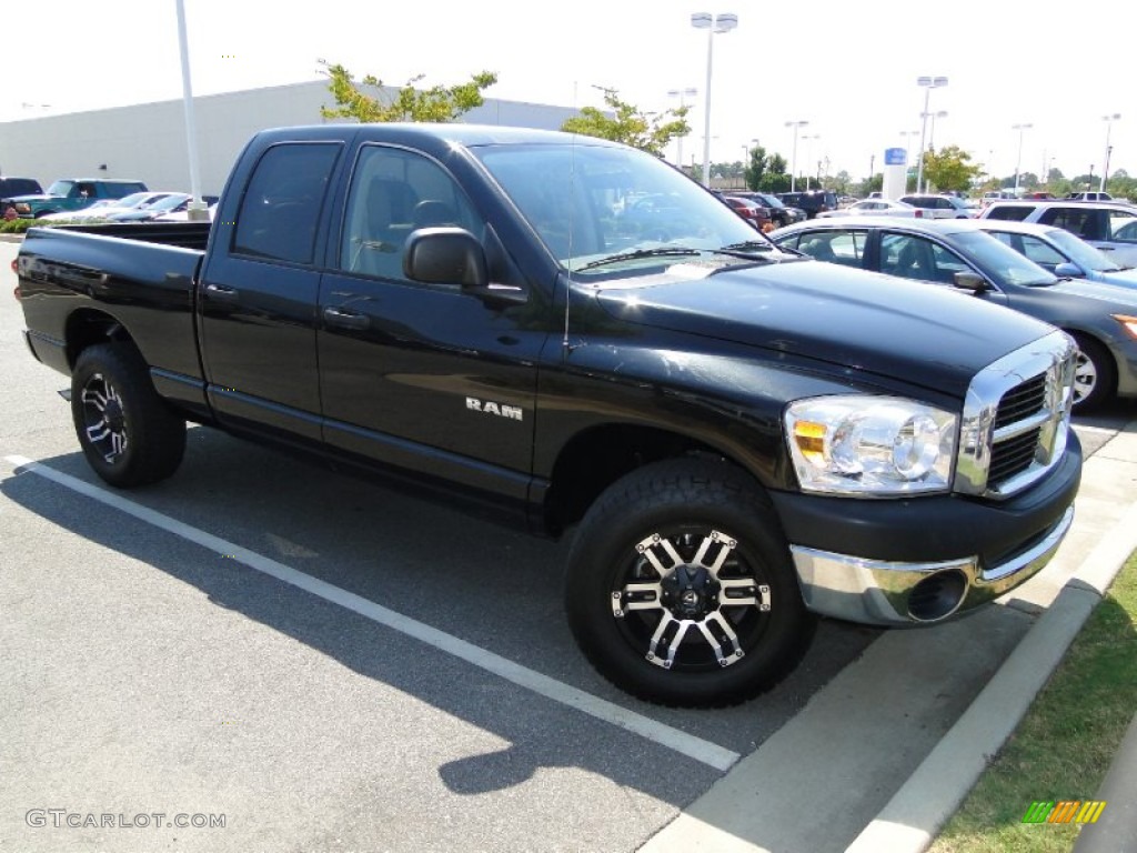 2008 Ram 1500 SXT Quad Cab - Brilliant Black Crystal Pearl / Medium Slate Gray photo #35