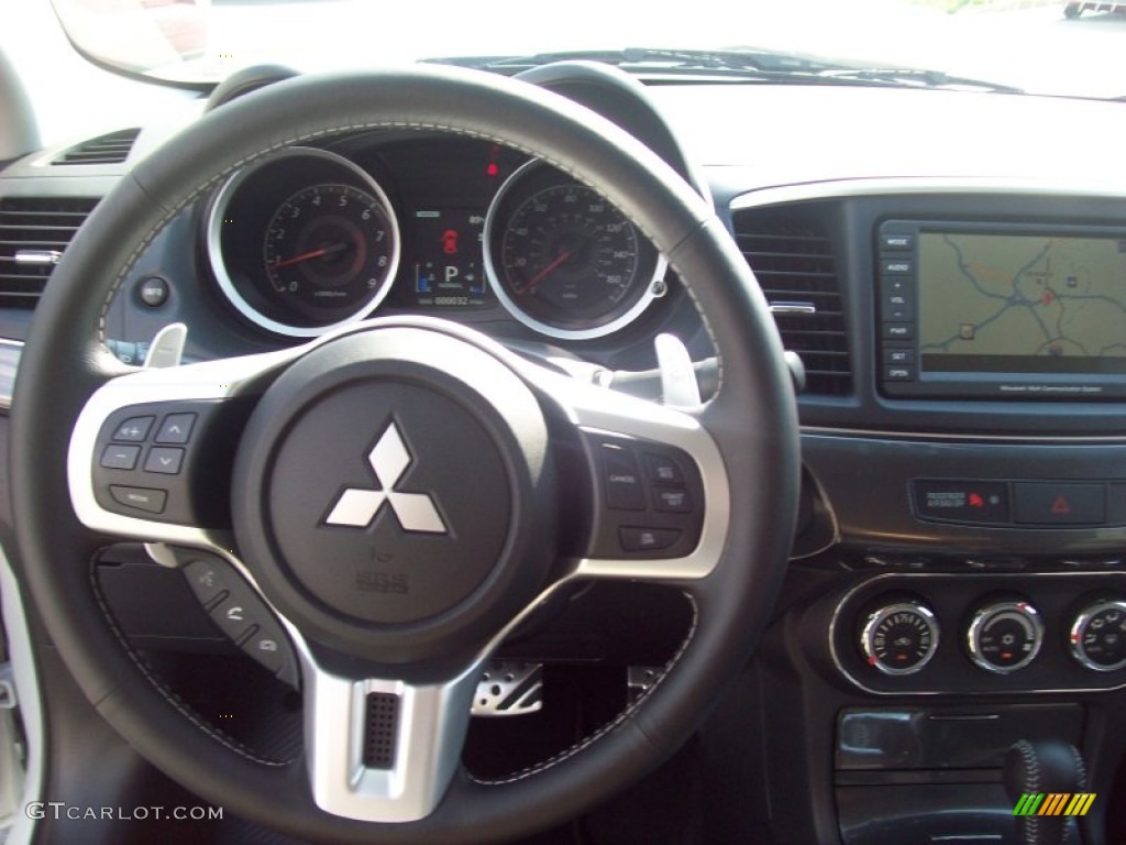 2011 Mitsubishi Lancer RALLIART AWD Black Steering Wheel Photo #54191090