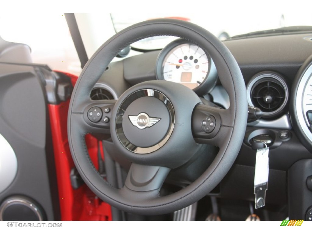 2012 Mini Cooper S Hardtop Punch Carbon Black Leather Steering Wheel Photo #54200050