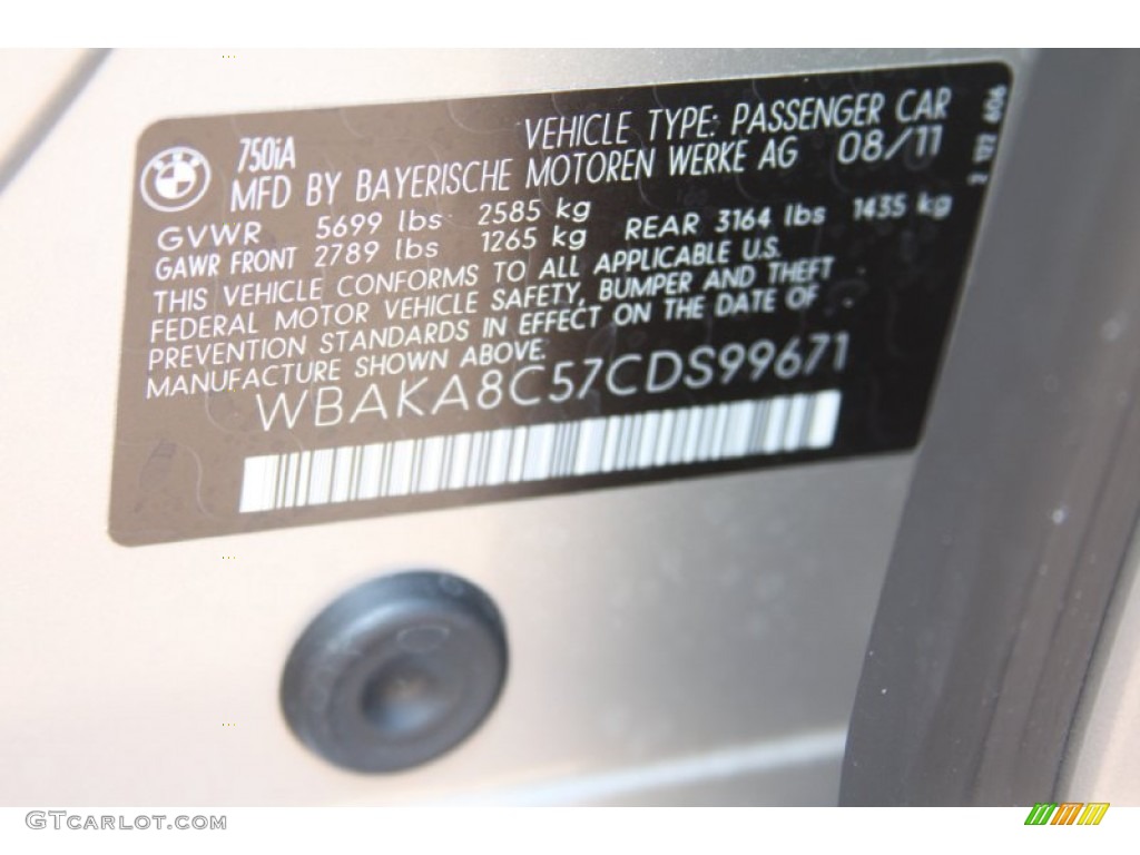 2012 7 Series 750i Sedan - Cashmere Silver Metallic / Oyster photo #8