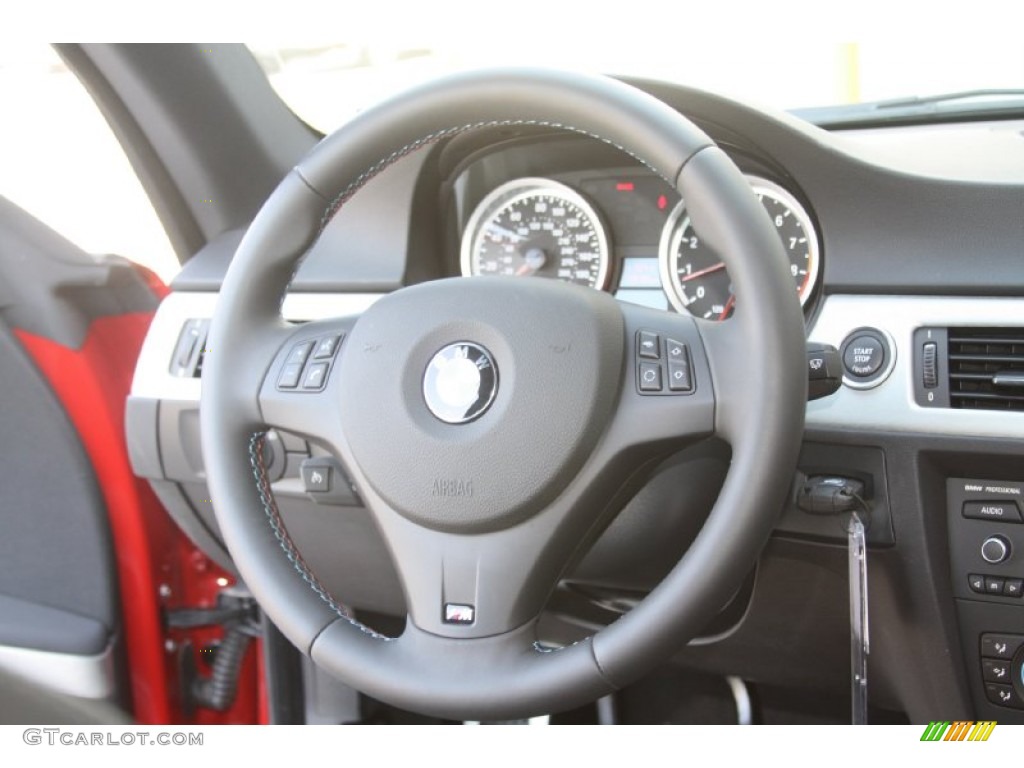 2011 BMW M3 Coupe Black Novillo Leather Steering Wheel Photo #54201804