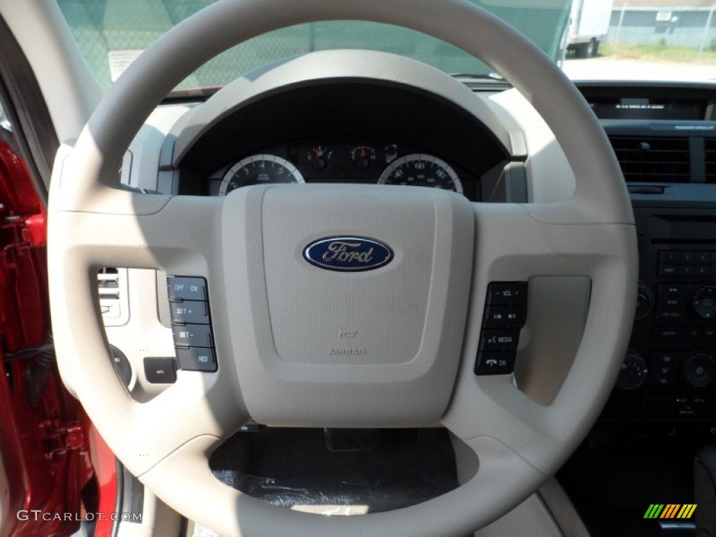 2012 Ford Escape XLS Stone Steering Wheel Photo #54208287