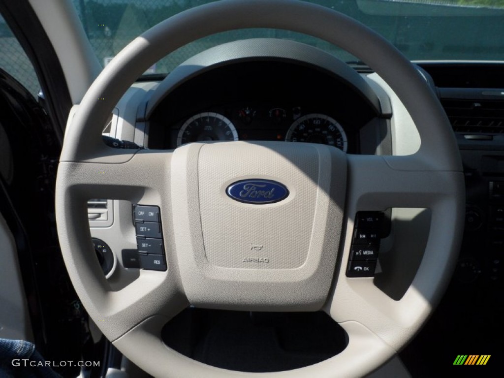 2012 Ford Escape XLS Stone Steering Wheel Photo #54208599