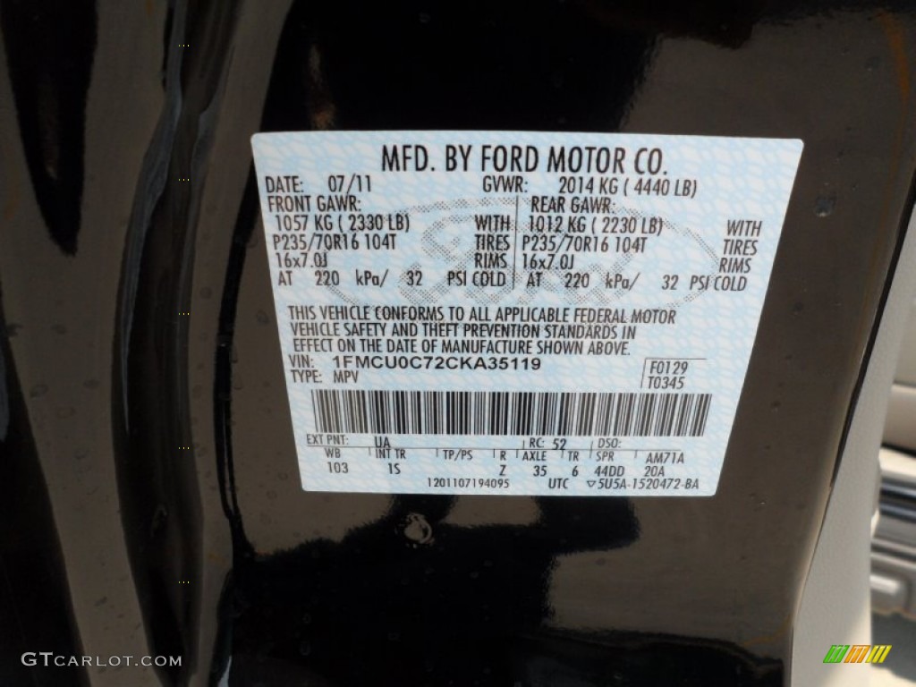 2012 Escape Color Code UA for Ebony Black Photo #54208626