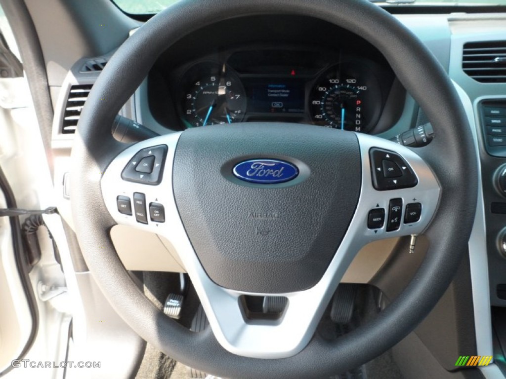 2012 Ford Explorer FWD Medium Light Stone Steering Wheel Photo #54208899