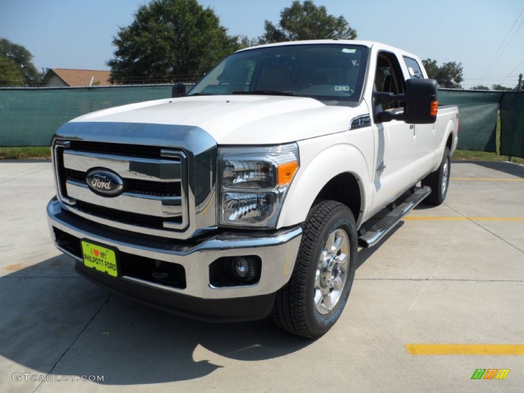 2012 F250 Super Duty Lariat Crew Cab 4x4 - White Platinum Metallic Tri-Coat / Adobe photo #7
