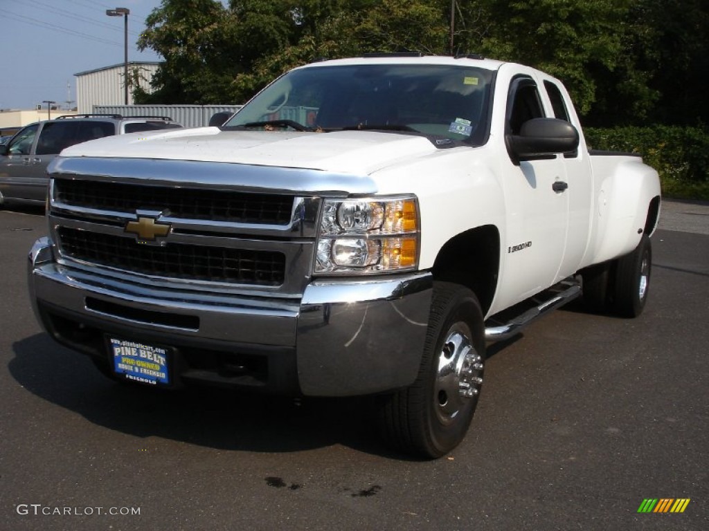 2008 Silverado 3500HD Work Truck Extended Cab Dually - Summit White / Dark Titanium photo #1