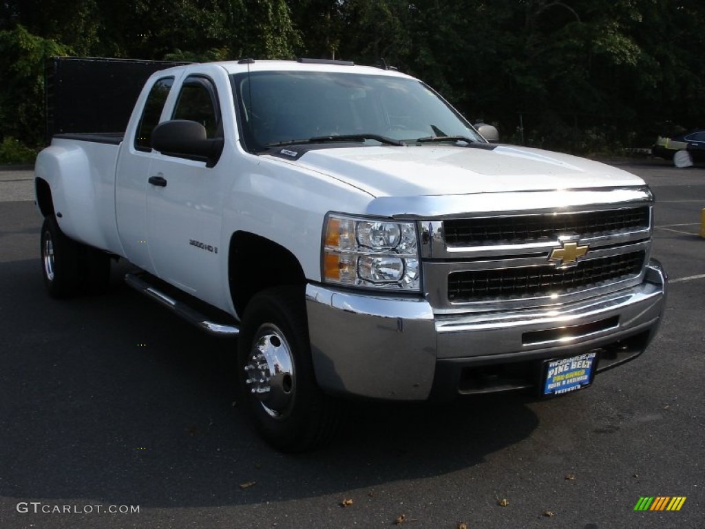 2008 Silverado 3500HD Work Truck Extended Cab Dually - Summit White / Dark Titanium photo #3