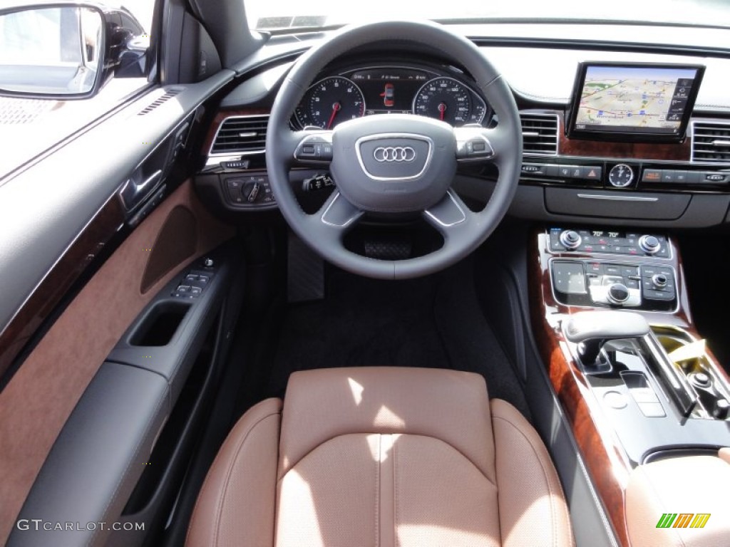 2011 Audi A8 L 4.2 FSI quattro Nougat Brown Steering Wheel Photo #54212895