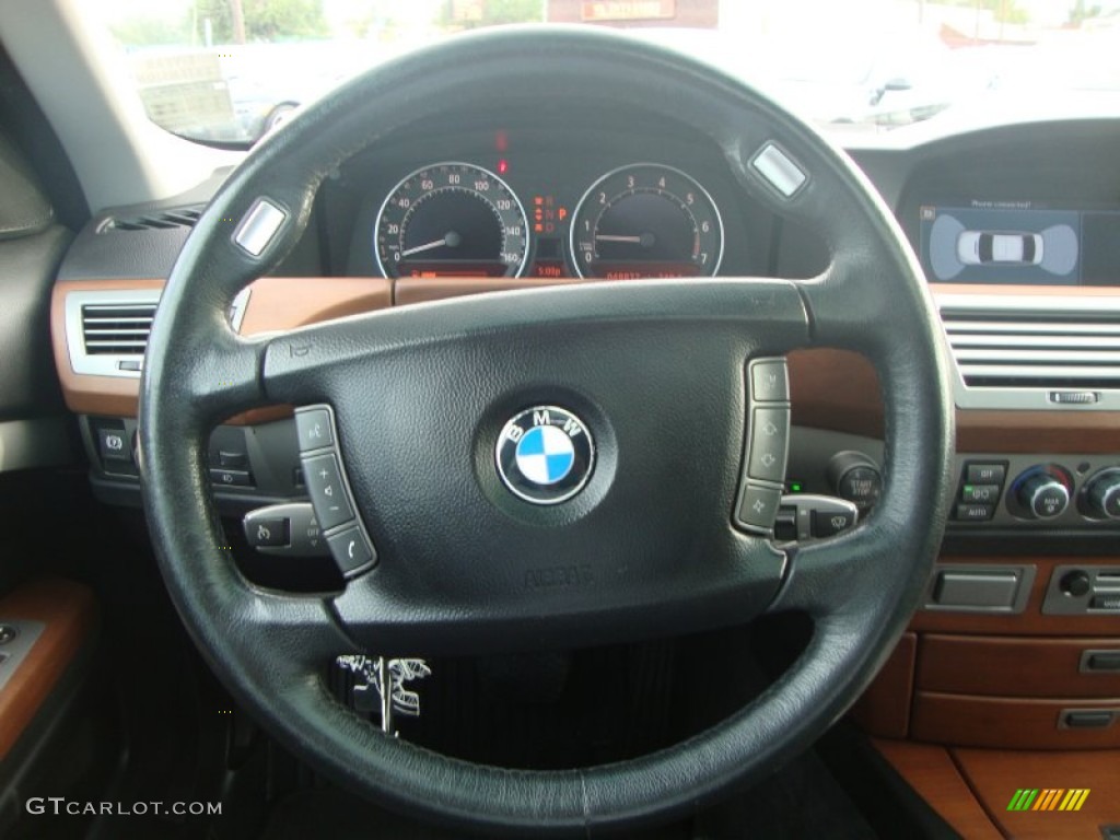 2007 BMW 7 Series 750i Sedan Black Steering Wheel Photo #54213174