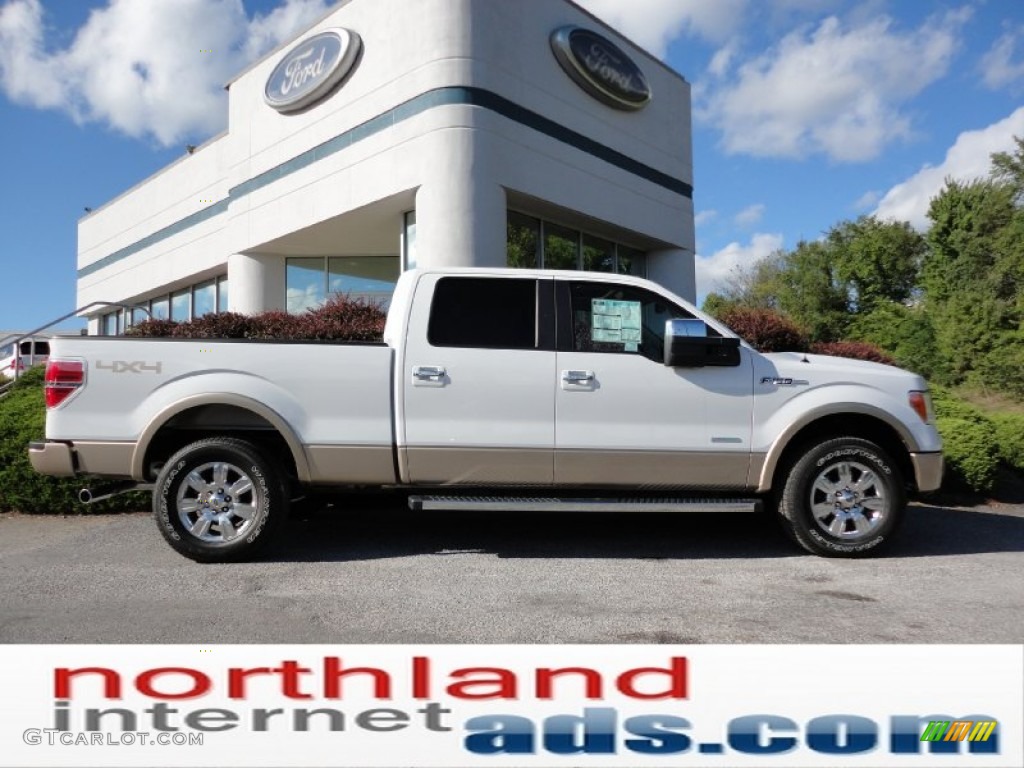 2011 F150 Lariat SuperCrew 4x4 - White Platinum Metallic Tri-Coat / Pale Adobe photo #1