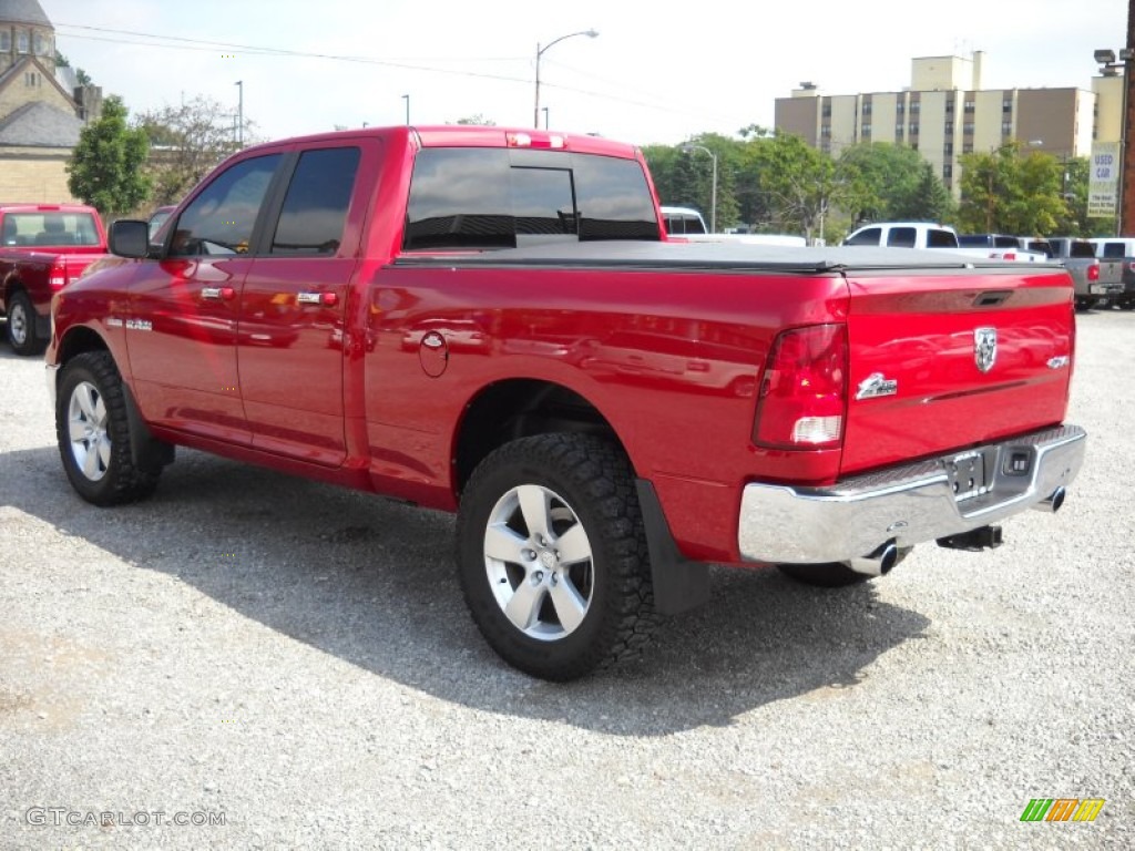 2010 Ram 1500 Big Horn Quad Cab 4x4 - Inferno Red Crystal Pearl / Dark Slate/Medium Graystone photo #4