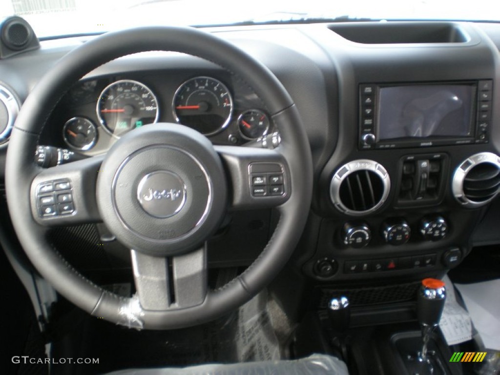 2012 Jeep Wrangler Unlimited Rubicon 4x4 Black Dashboard Photo #54228969