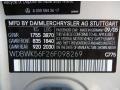 775: Iridium Silver Metallic 2006 Mercedes-Benz SLK 350 Roadster Color Code