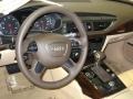 2012 Audi A7 Velvet Beige Interior Steering Wheel Photo