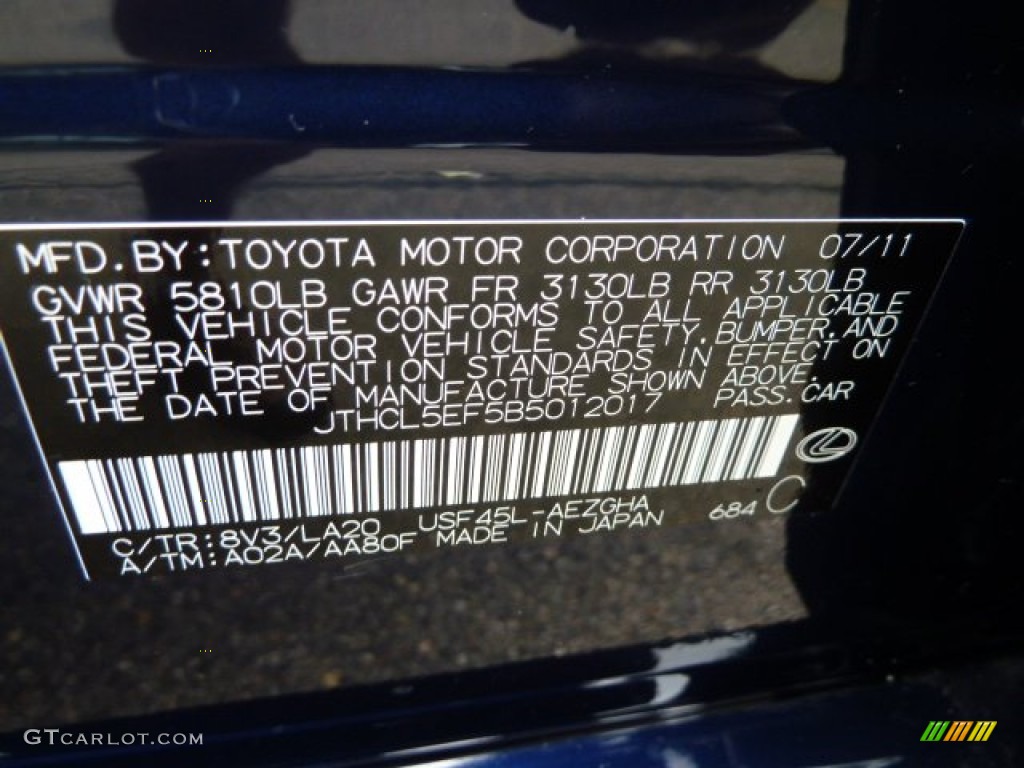 2011 LS Color Code 8V3 for Deep Sea Blue Mica Photo #54244643