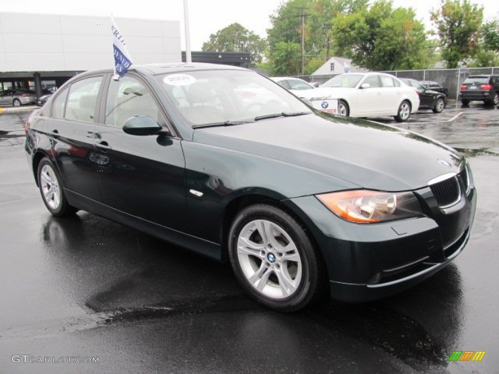 2008 3 Series 328xi Sedan - Deep Green Metallic / Beige photo #7