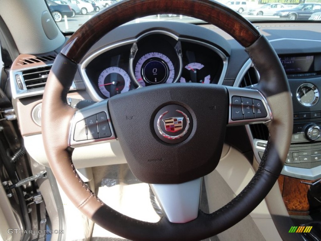 2012 Cadillac SRX Luxury Shale/Brownstone Steering Wheel Photo #54249740