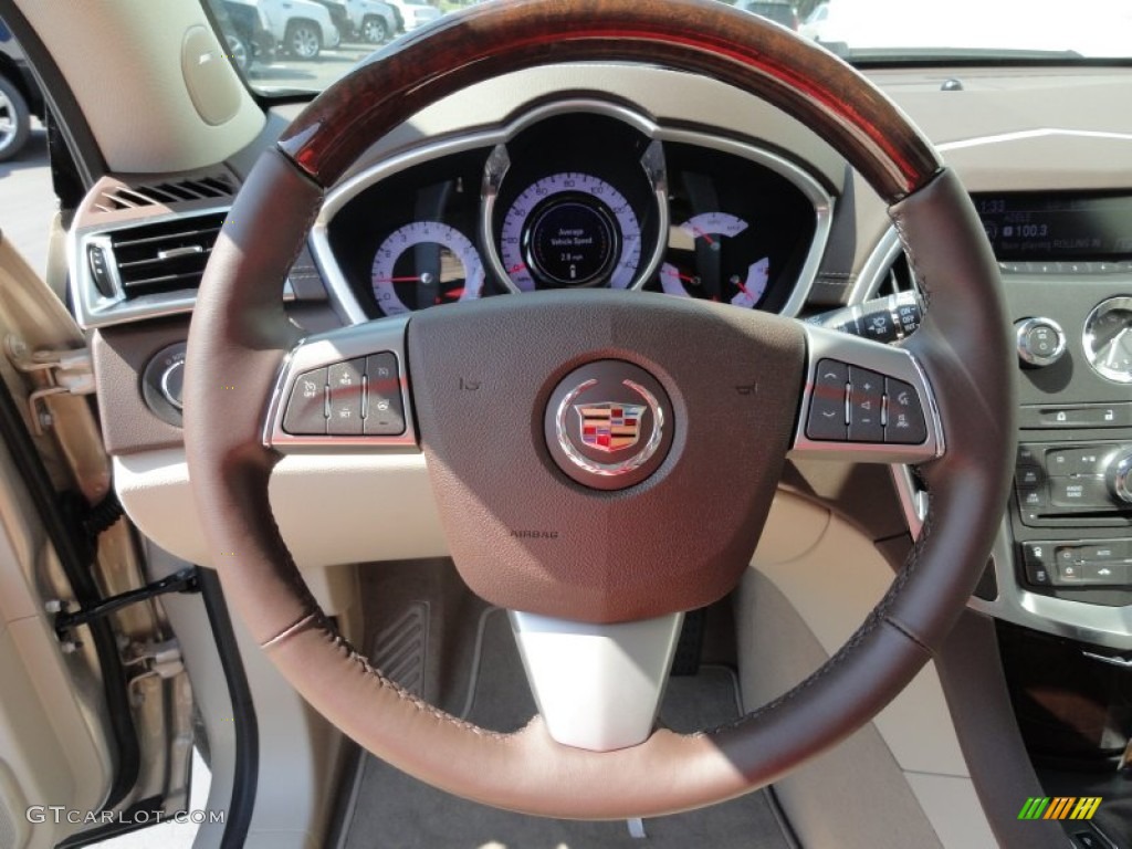 2012 Cadillac SRX Luxury Shale/Brownstone Steering Wheel Photo #54249920