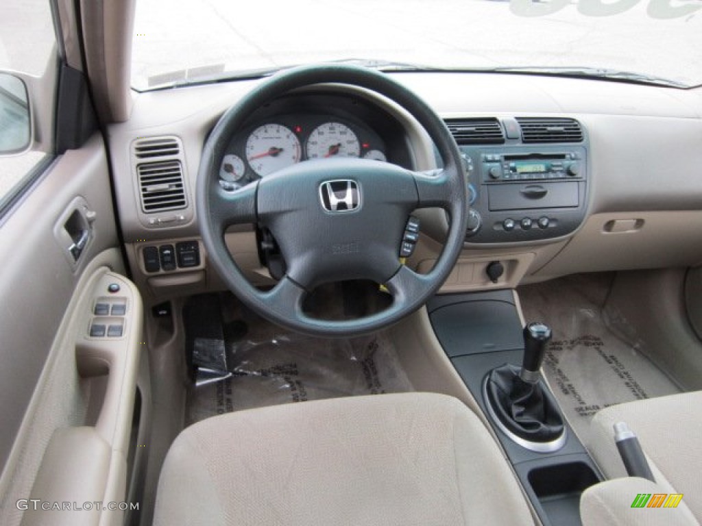2002 Honda Civic EX Sedan Beige Dashboard Photo #54250973