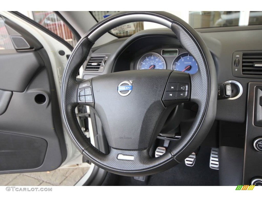 2009 Volvo C30 T5 R-Design R-Design Off Black/Cream Steering Wheel Photo #54259001