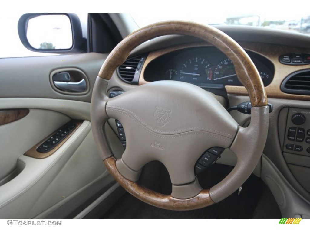 2002 Jaguar S-Type 3.0 Ivory Steering Wheel Photo #54262058